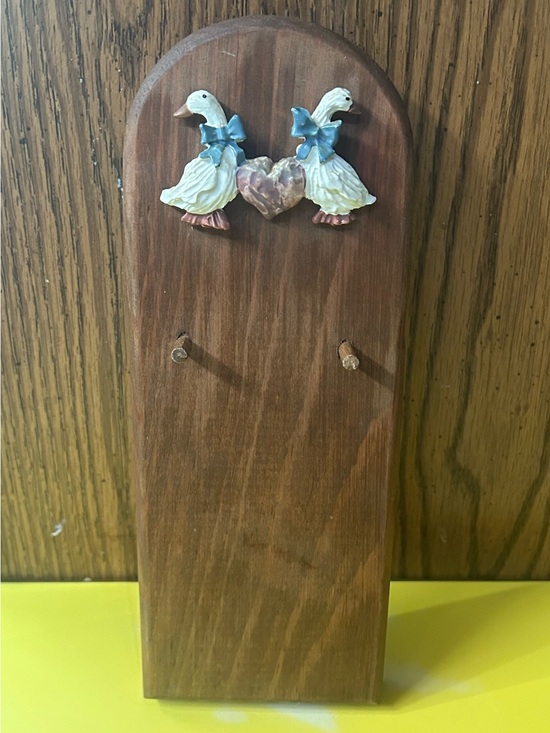 Other - Vintage 1980s Country Geese Wooden Memo Pad Holder (C)